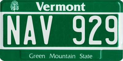VT license plate NAV929