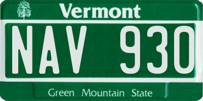 VT license plate NAV930