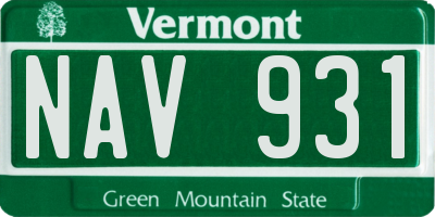 VT license plate NAV931