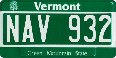 VT license plate NAV932