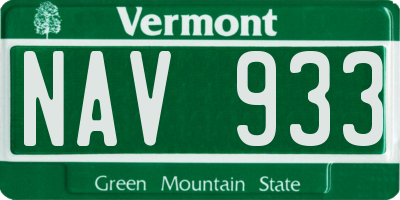VT license plate NAV933