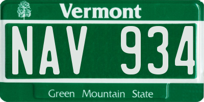 VT license plate NAV934