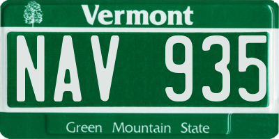 VT license plate NAV935