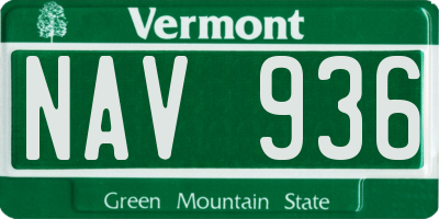 VT license plate NAV936