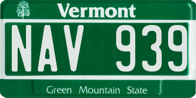VT license plate NAV939
