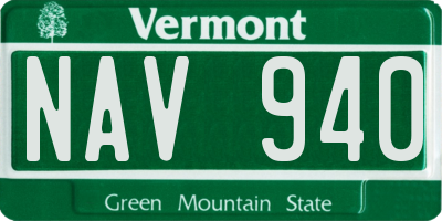 VT license plate NAV940