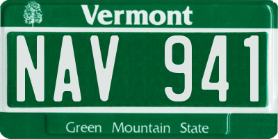 VT license plate NAV941