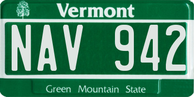 VT license plate NAV942