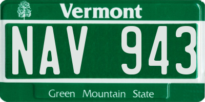 VT license plate NAV943