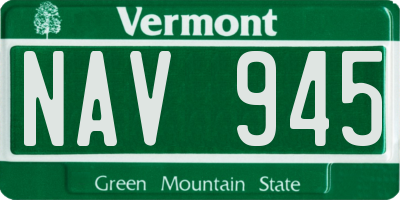 VT license plate NAV945