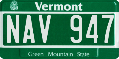 VT license plate NAV947