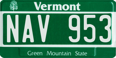 VT license plate NAV953