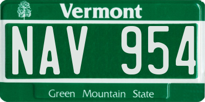 VT license plate NAV954