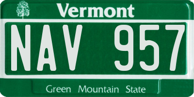 VT license plate NAV957