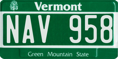 VT license plate NAV958
