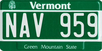 VT license plate NAV959