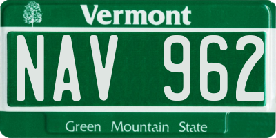 VT license plate NAV962
