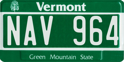 VT license plate NAV964