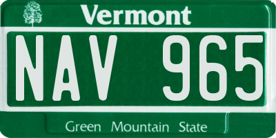 VT license plate NAV965