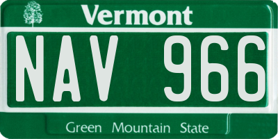 VT license plate NAV966