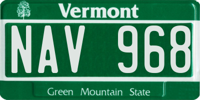 VT license plate NAV968