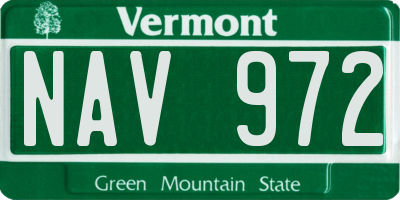 VT license plate NAV972