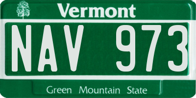 VT license plate NAV973