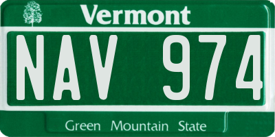 VT license plate NAV974