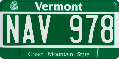 VT license plate NAV978