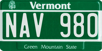 VT license plate NAV980