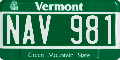 VT license plate NAV981