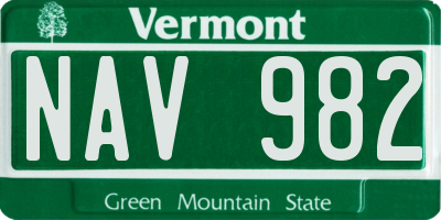 VT license plate NAV982