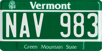 VT license plate NAV983