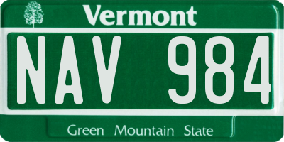 VT license plate NAV984