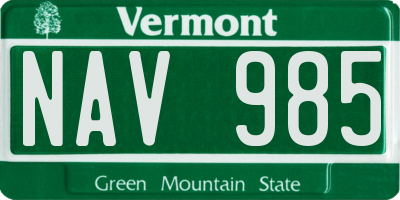 VT license plate NAV985