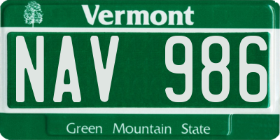 VT license plate NAV986