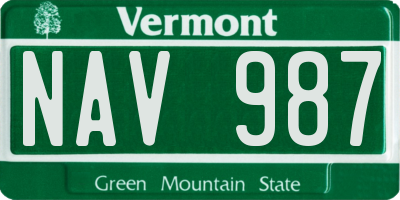 VT license plate NAV987