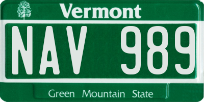 VT license plate NAV989
