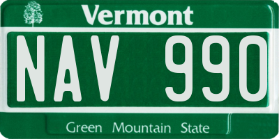 VT license plate NAV990