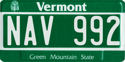 VT license plate NAV992