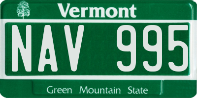 VT license plate NAV995
