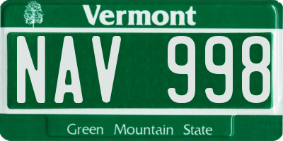 VT license plate NAV998
