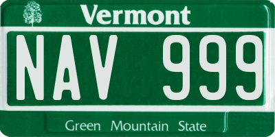 VT license plate NAV999