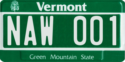 VT license plate NAW001