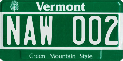 VT license plate NAW002