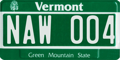 VT license plate NAW004
