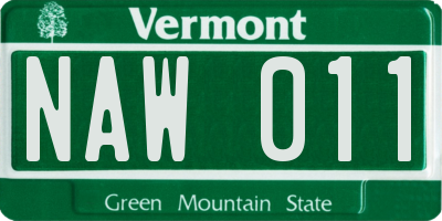 VT license plate NAW011