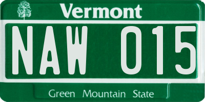 VT license plate NAW015