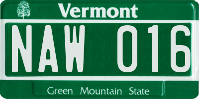 VT license plate NAW016