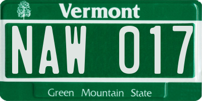 VT license plate NAW017
